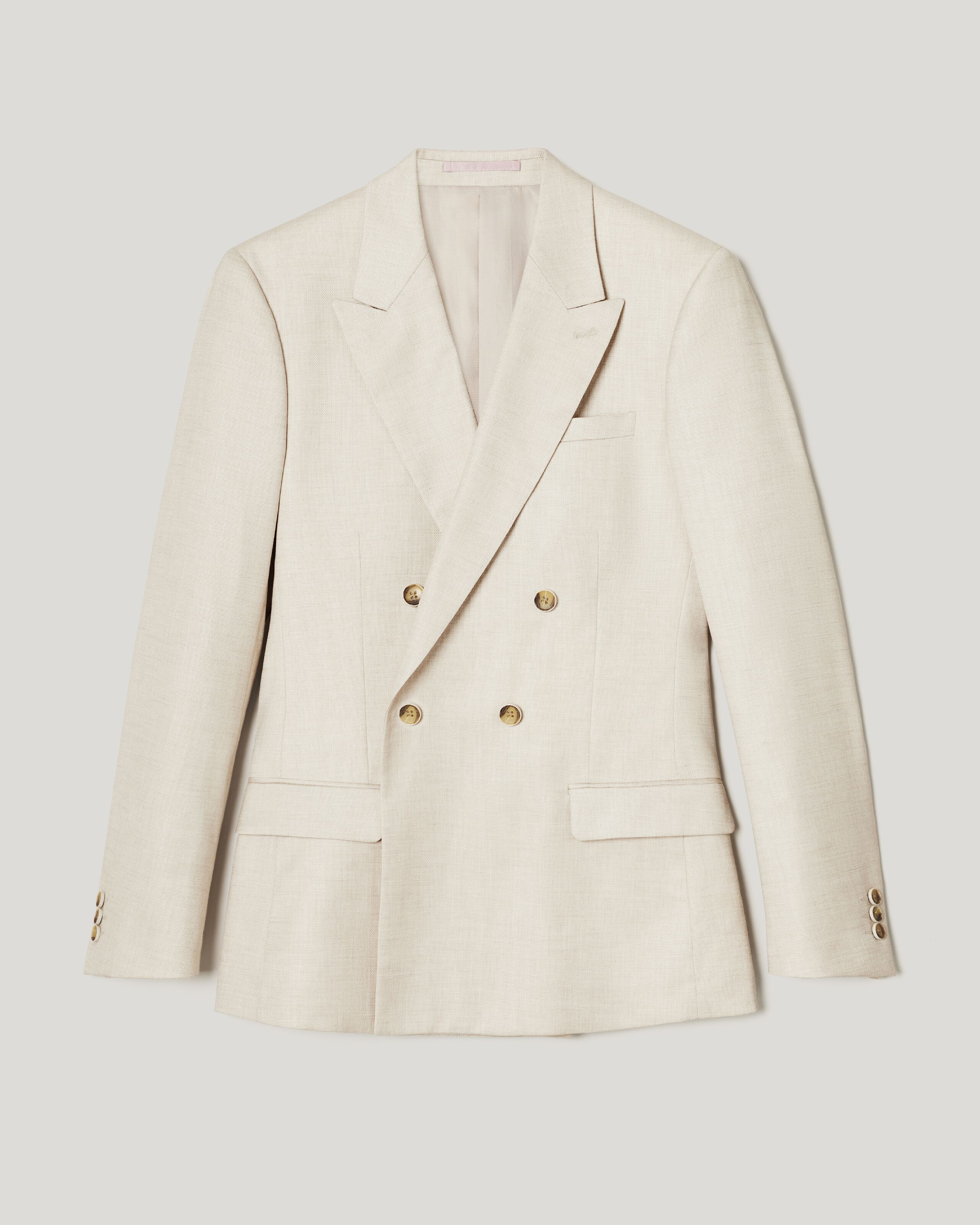Slim Stretch Double Breasted Tailored Jacket - Natural